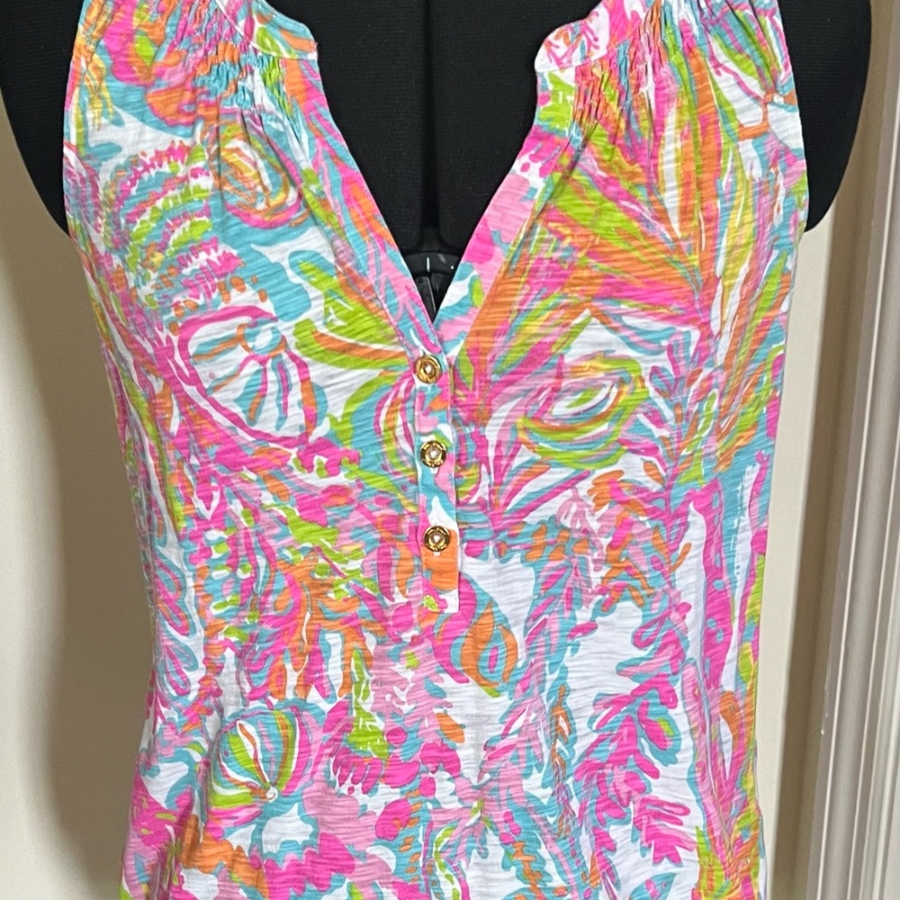 Sleeveless Tropical Cotton Top